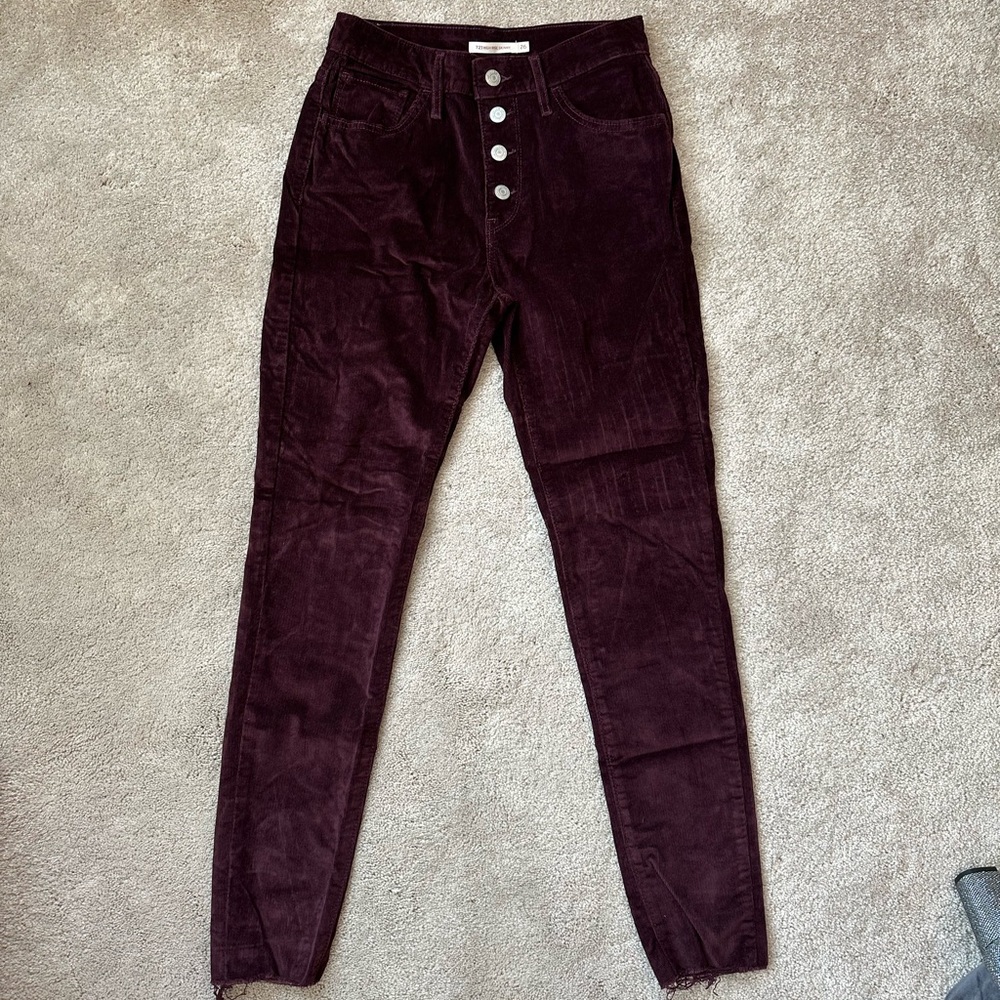 Levi’s 721 High Rise Skinny Purple / Burgundy Corduroy Jean